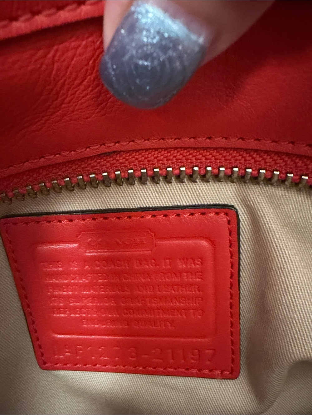 Coach Red Leather Shoulder Tote with Tassel Charm - Picture 4 of 8